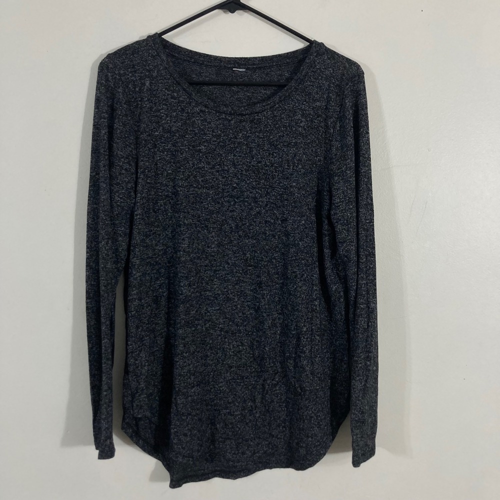 Unbranded‎ Long Sleeve Top Womens M Charcoal Gray  Heathered Knit Scoop Neck
